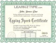 Typing Certificate Copy
